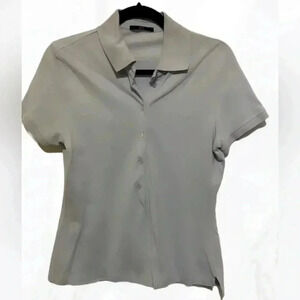 Hugo Boss paleblue casual athletic golf stretch collar shrt sleeve polo Tshirt L